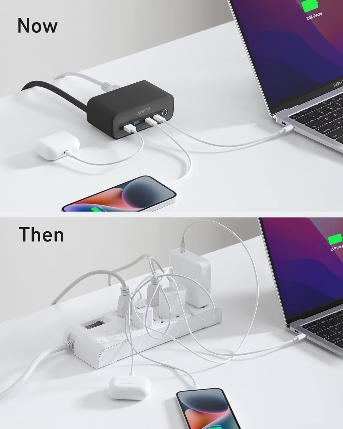 Anker 525 Charging Station 7-in-1, 5ft Extension Cord with 3AC,2 USB-A,2 USB-C