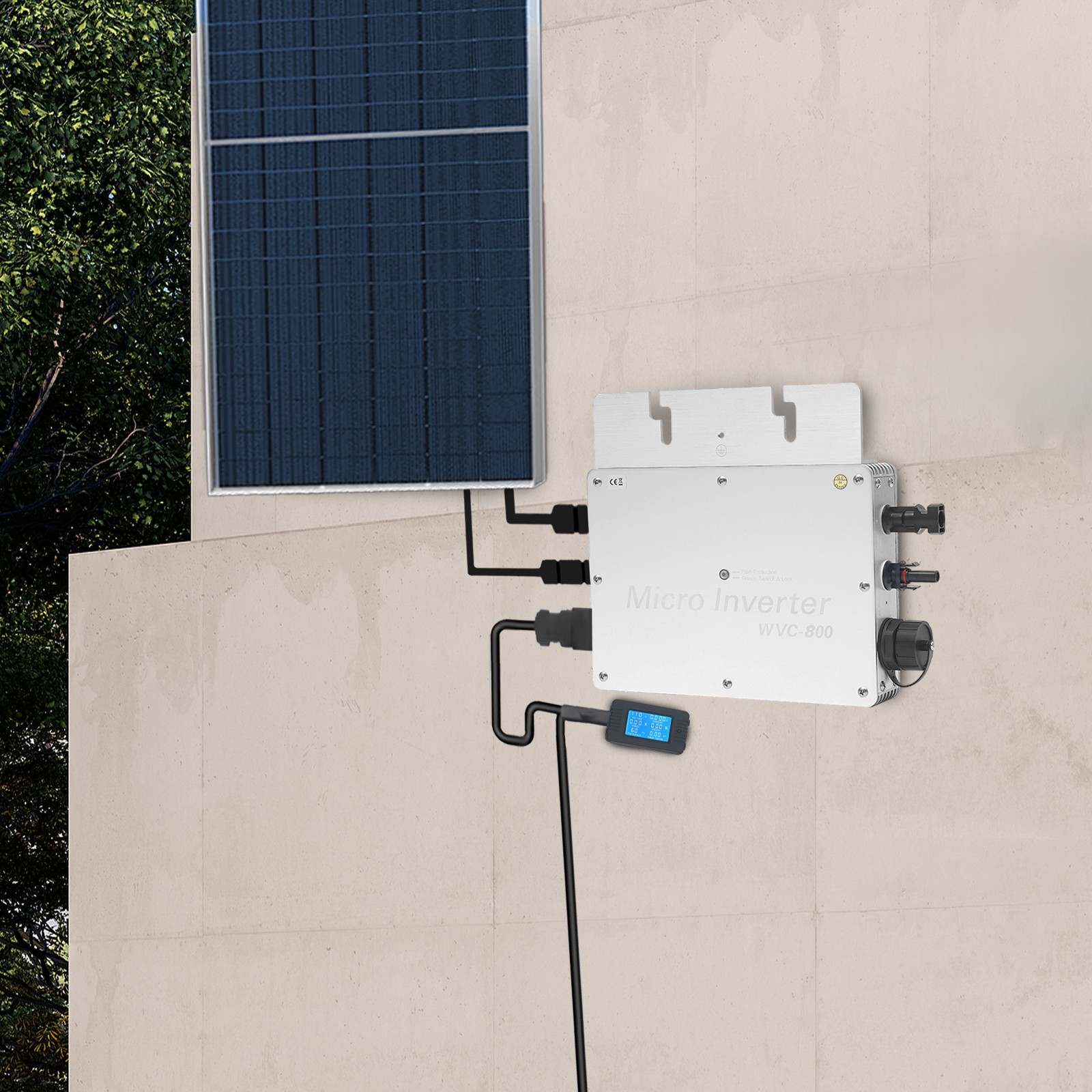 Solar Power Inverter, 800W Solar Power Inverter with LCD Display 32A Silver