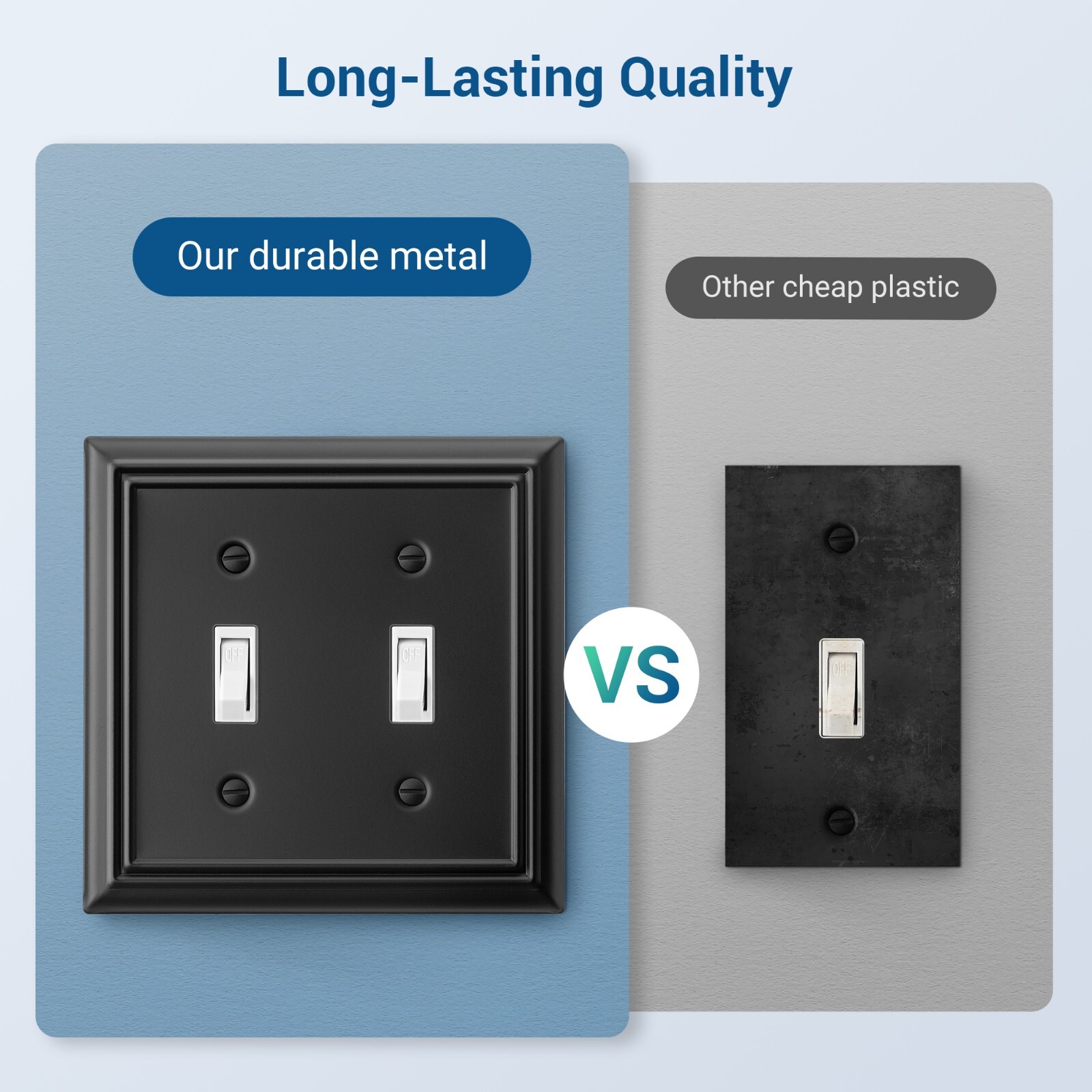 DEWENWILS Metal Outlet Cover, Standard Size Switch Cover, 4 Pack, Black
