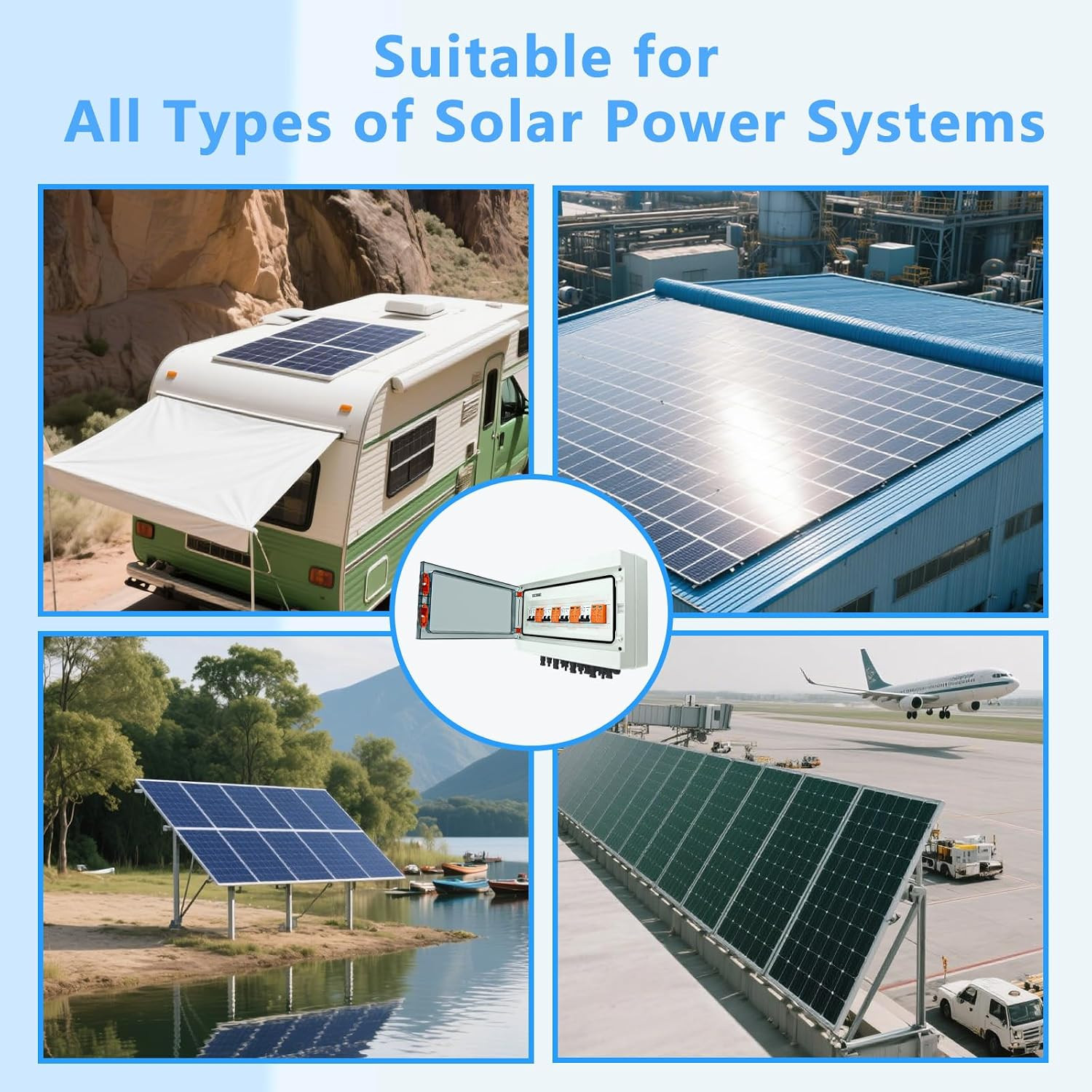 Solar Disconnect Switch, PV Combiner Box 4 String 1000V 40A Solar Surge Protecto