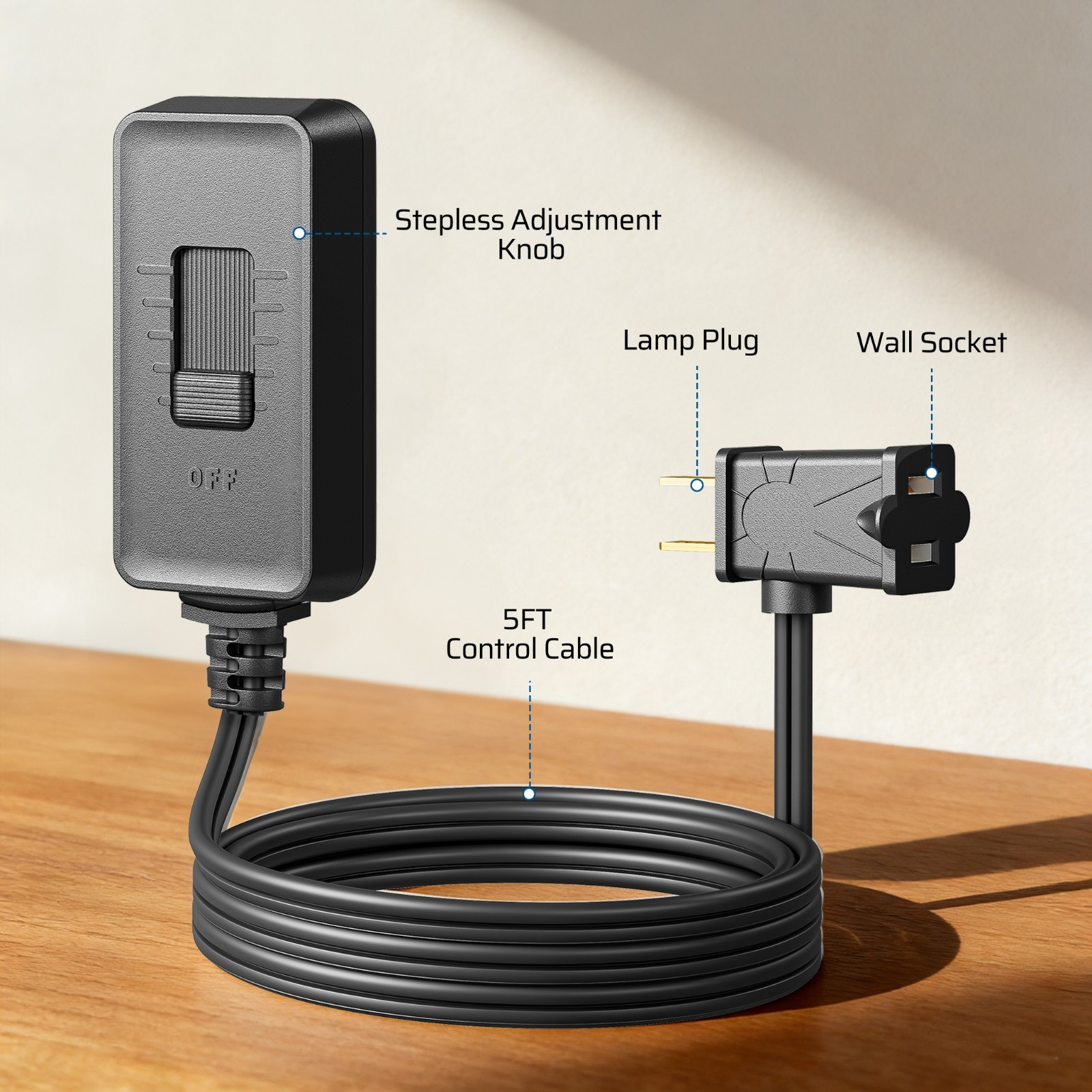 Plug in Dimmer Switch for Lamp, Table Lamp Dimmer for Dimmable LED/CFL Lights