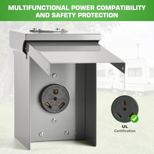 30 Amp RV Outlet Box, NEMA TT-30R RV Electrical Panel-Weatherproof for 30A