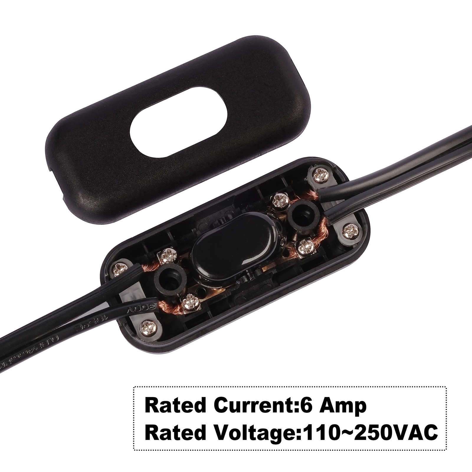 Inline Cord Switch On/Off Lamp Control Appliance Switch AC120V 10A, 250V 6A S…