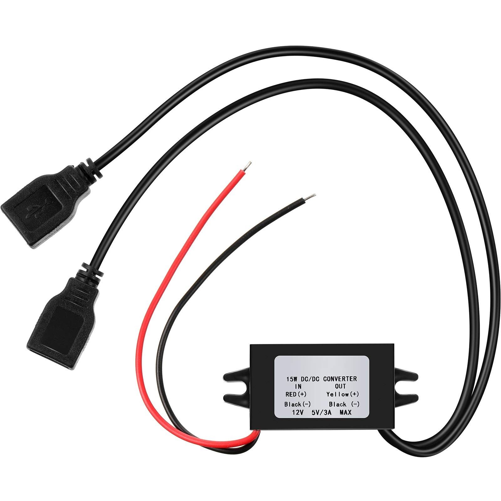 DC Converter Voltage 12V to 5V 3A 15W Buck Module, Reduced black