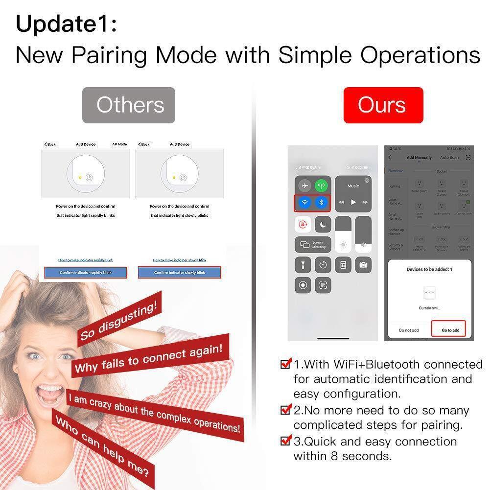 MOES WiFi RF Smart Curtain Switch Roller Blinds Shutter Timer Alexa Google APP