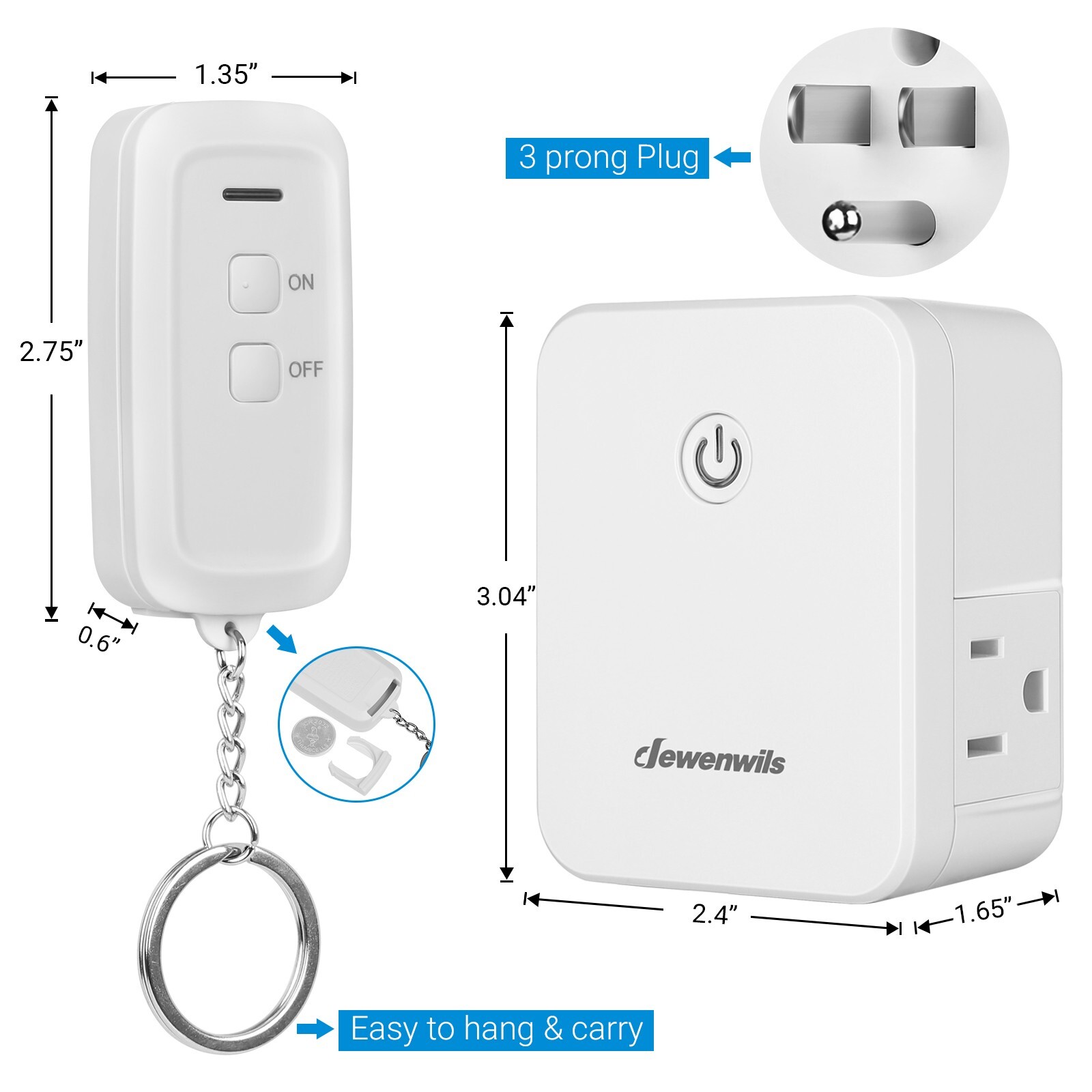 DEWENWILS Remote Control Outlet with 2 Remotes for Halloween Christmas Lights