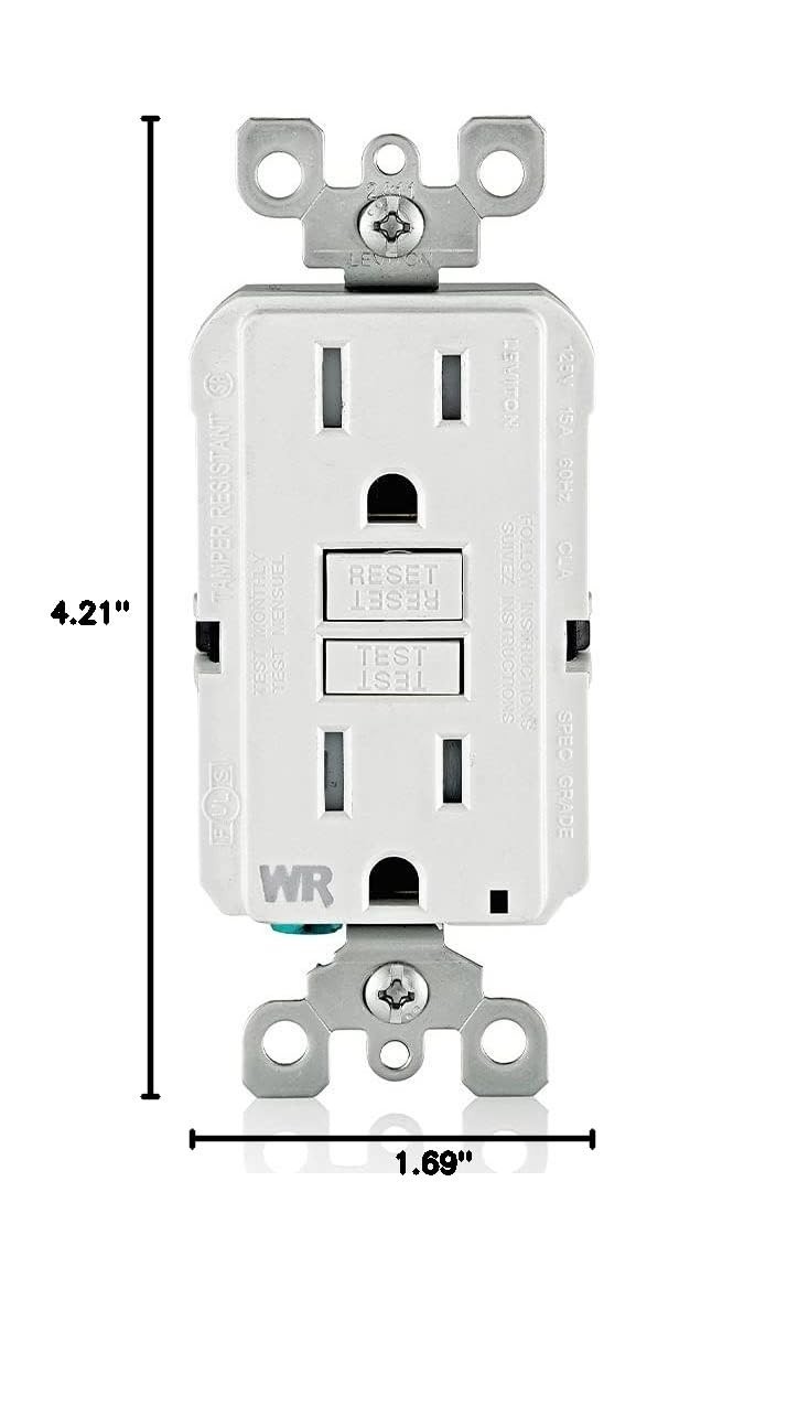 GFCI Weather-Resistant Outlet, 15 Amp, Self , Tamper-Resistant with LED Indic…