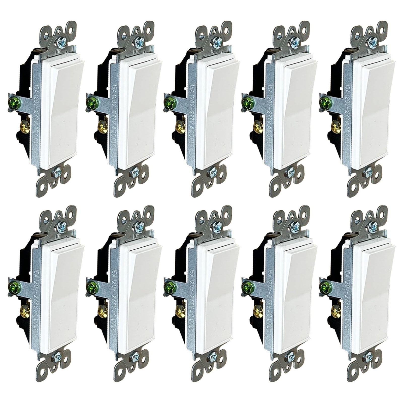 [10-Pack] PROCURU 3-Way Decorator Paddle Rocker Light Switch, 3-Wire, Groundi…
