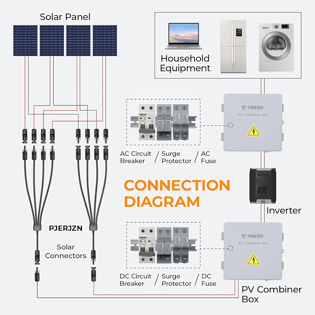 4 to 1 Solar Panel Connector 4 Way 1000V Solar Panel Parallel Connectors