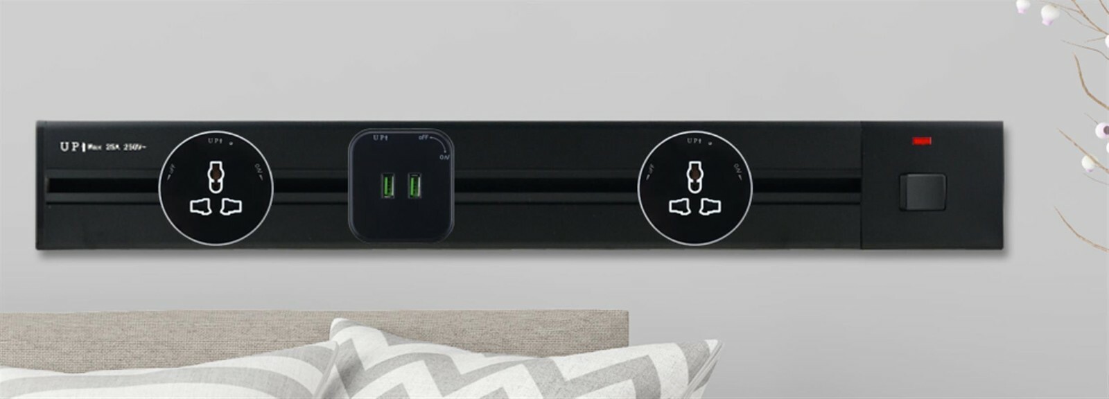 Power Track Socket Electrical Outlet Kitchen Desktop Power Strip Surface Mounted