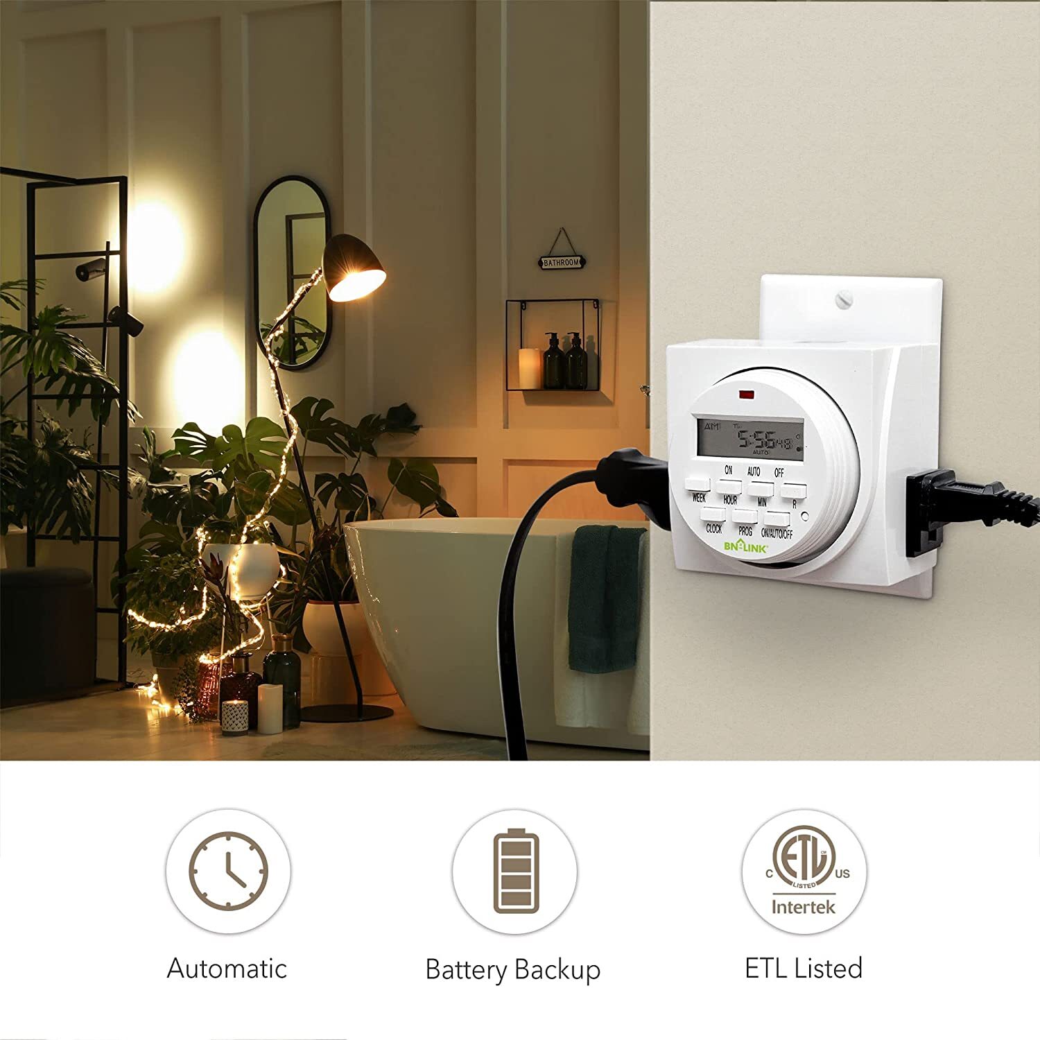 BN-LINK 2Pack 7 Day Heavy Duty Digital Programmable Timer Switch Dual Outlet 15A
