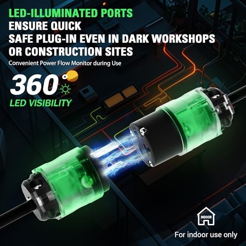 Set 20 Amp Extension Cord Ends 12Volt NEMA-20P &-20R, 5 Plug and Connector Set