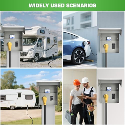 50/20 Amp RV Outlet Box with Breaker, Weatherproof Outdoor Temporary 50 20 amp