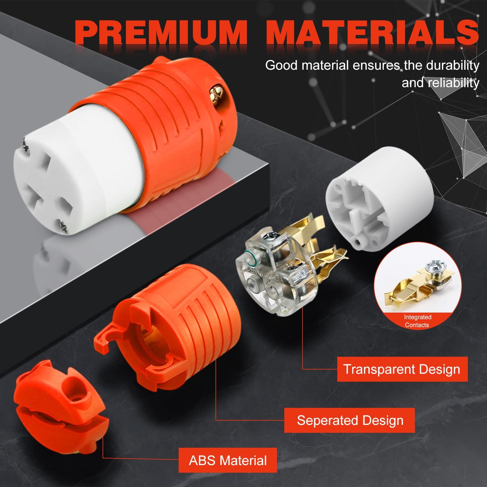 Tellegloww 5 Set 6-20P Replacement Plug And 6-20R Replacement Connector 20 Amp