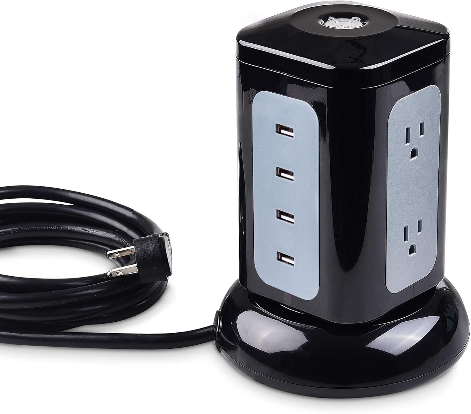 6 Outlet Surge Protector Tower with 4 USB Charging Ports 4.2A in Total and 10…