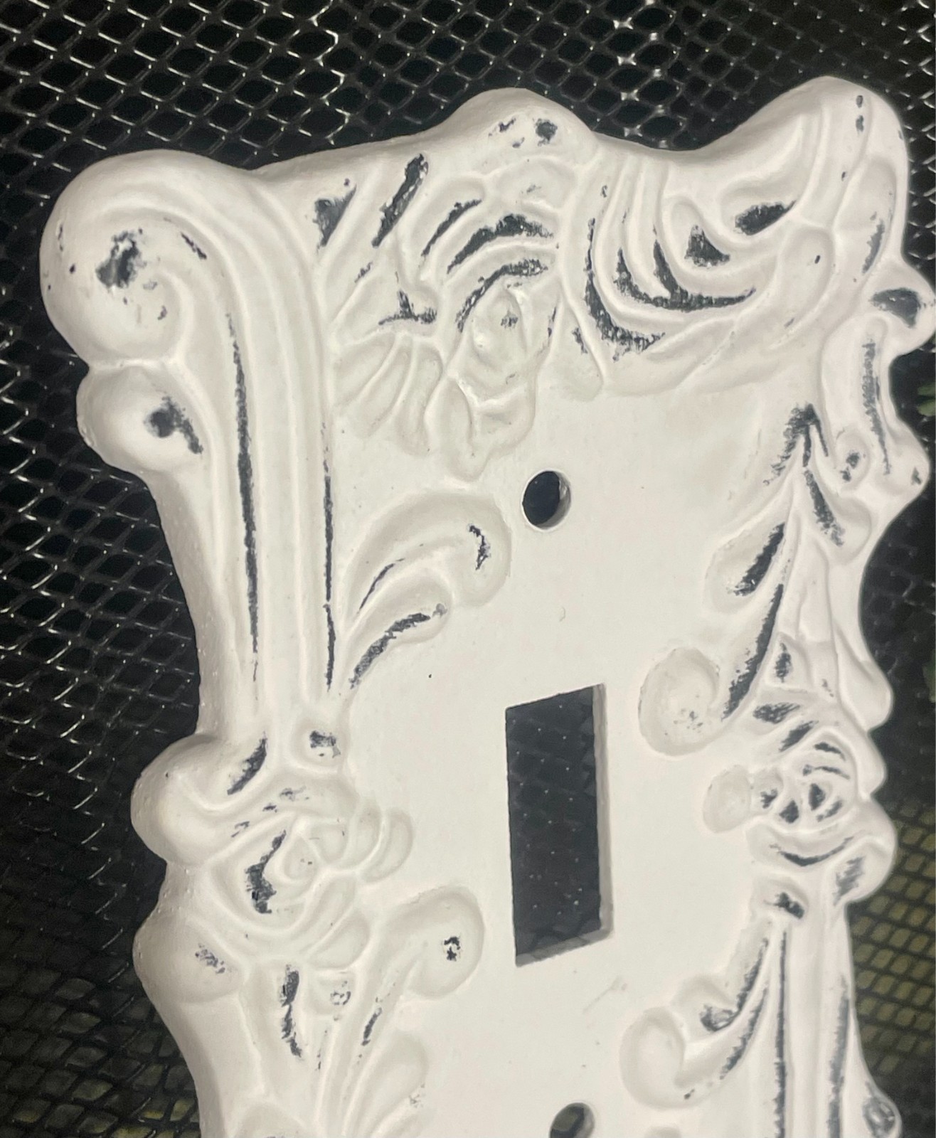 Light Switch Plate Wall Cover Toggle Distressed White Rustic METAL Shabby Chic