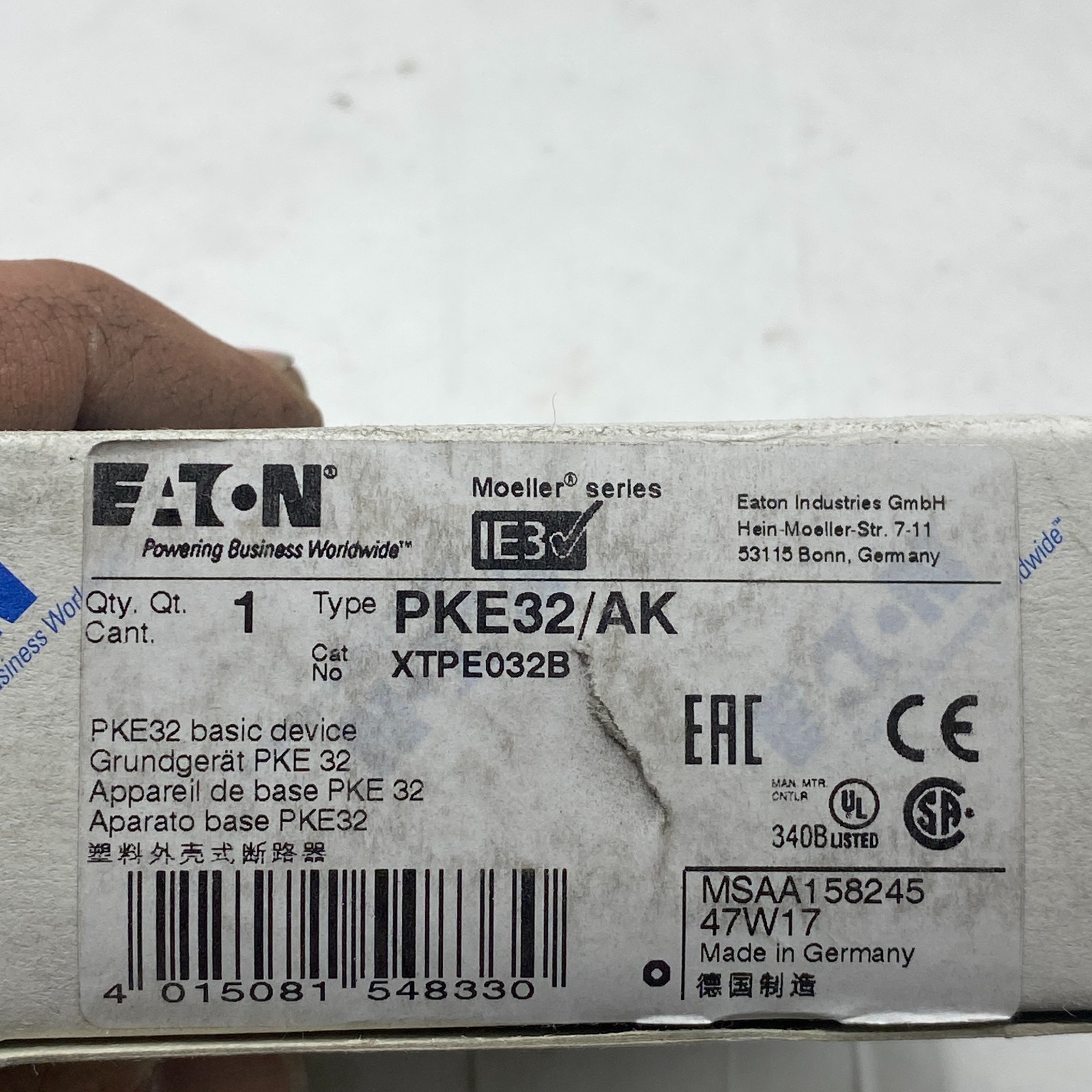 EATON XTPE032B Starter and Contactor Accessories PKE32/AK FREE SHIPPING