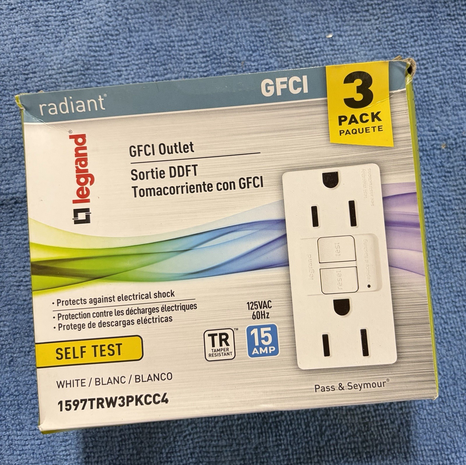 Legrand GFCI Tamper Resistant Self Test Outlet 3 Pack 15A 125V White 1597TRW3PK…
