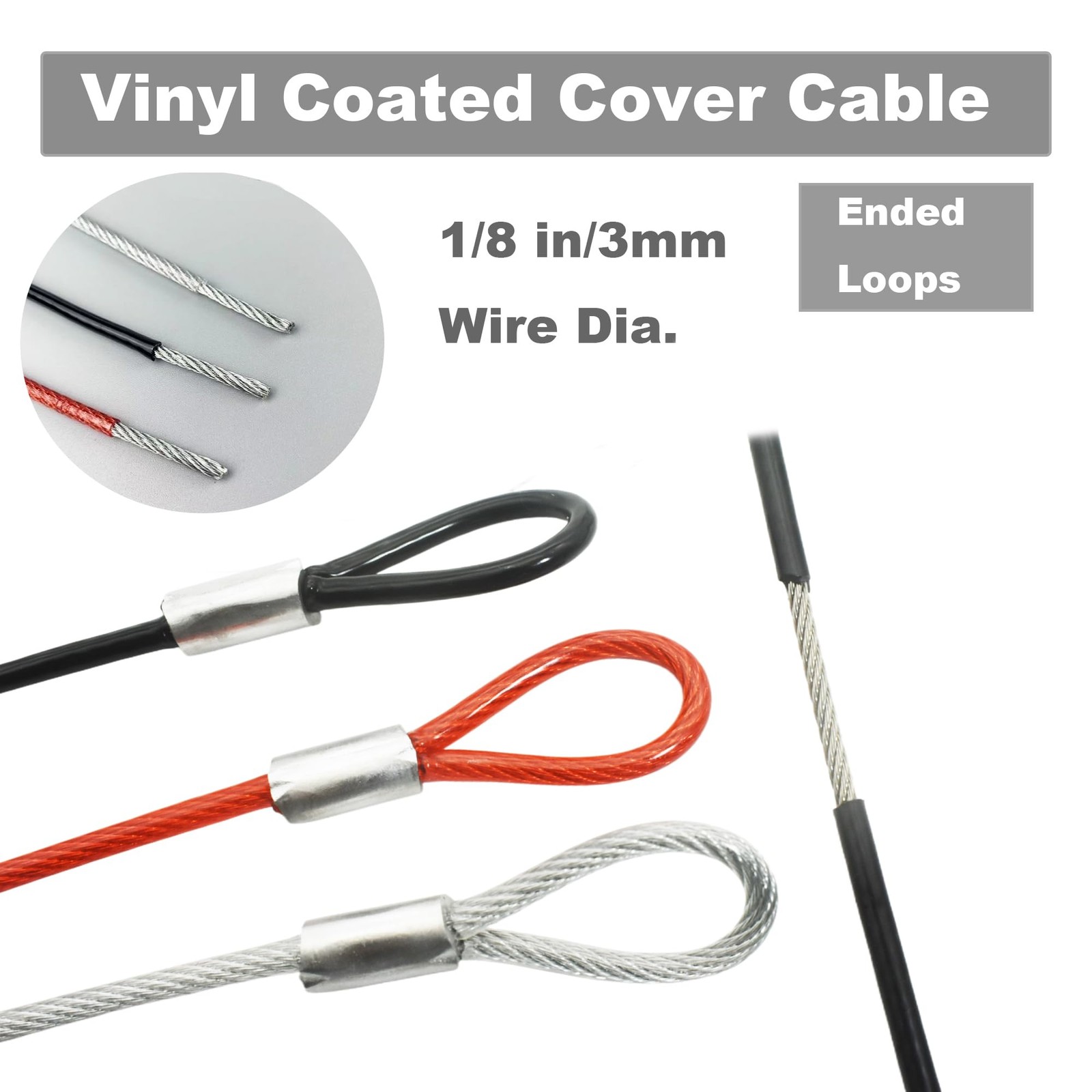 Bytiyar 1/8″(3mm) Wire Diam Stainless Steel Cable 8 inches – 15 Pcs, Clear-B