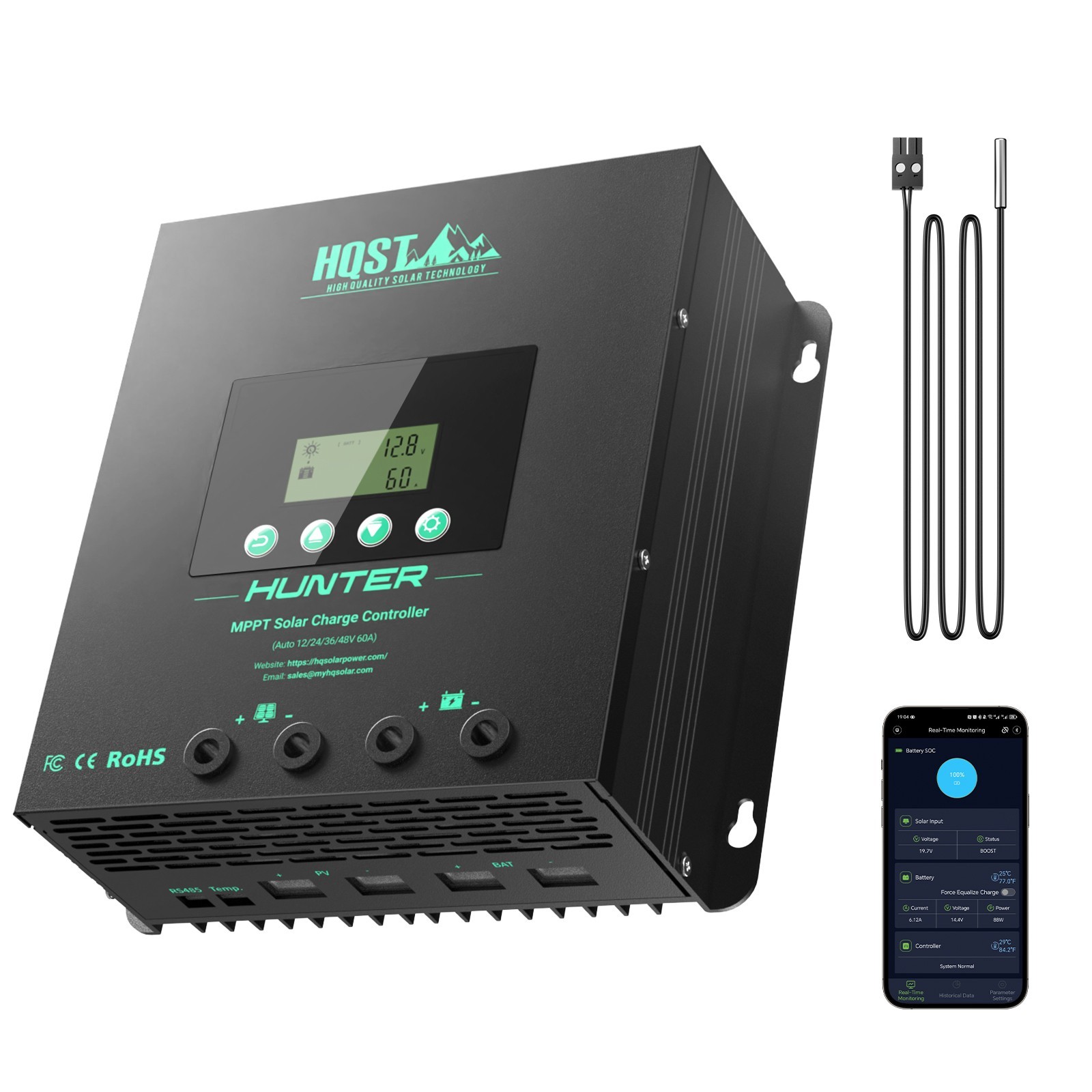 HQST 60A MPPT Solar Charge Controller with Smart APP Control