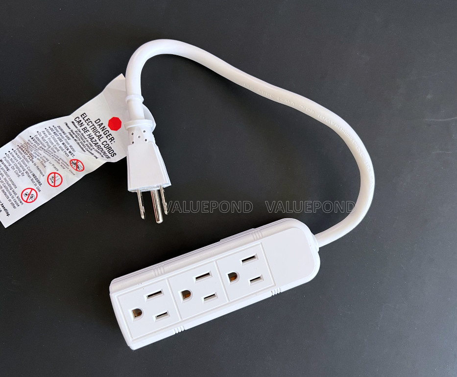 1ft Compact Power Strip Electric Extension Cord Cable Short 3 outlet 3 prong