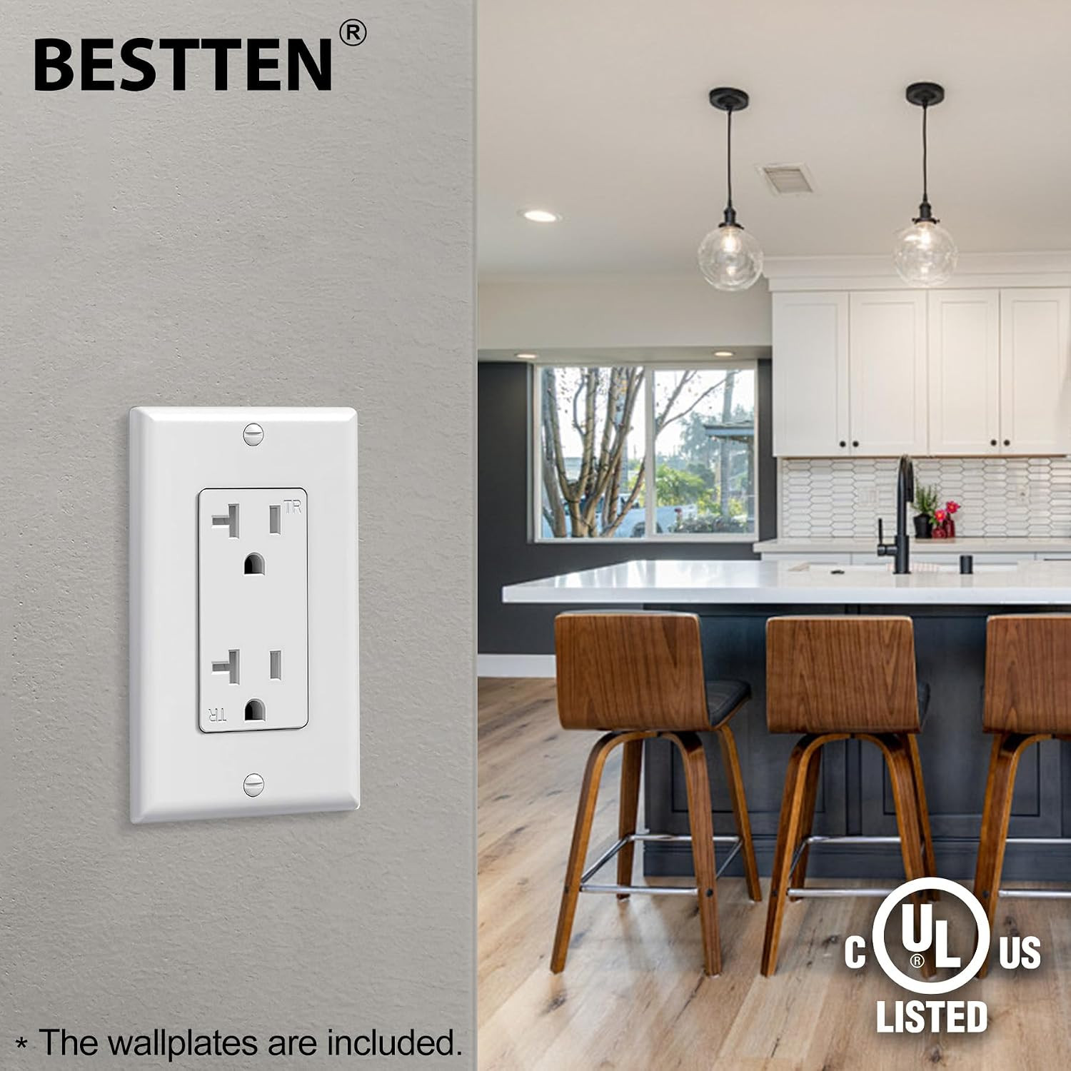 50 Pack 20 Amp Outlet, Tamper-Resistant (TR) Standard Electrical Wall Outlet, UL