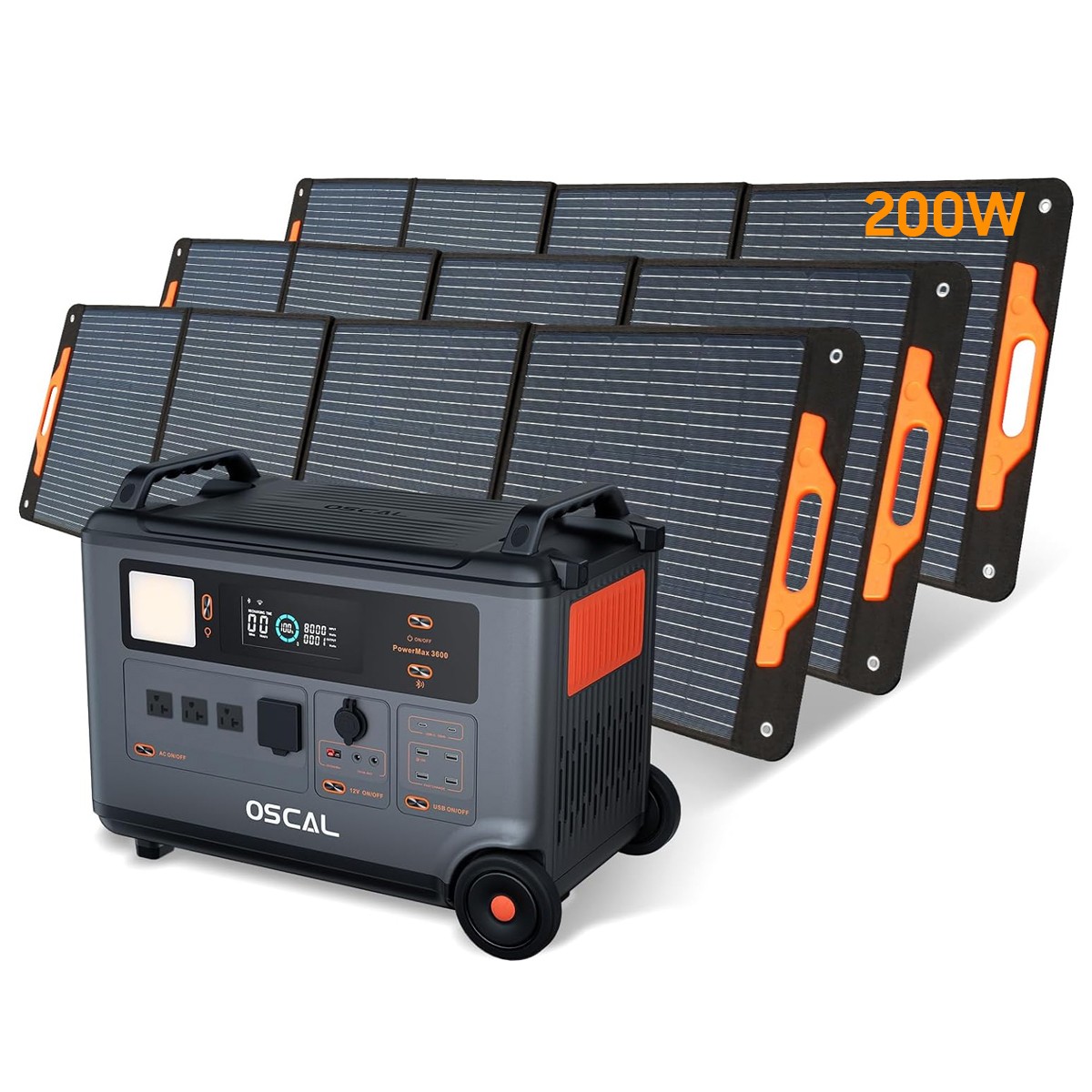 Blackview OSCAL PowerMax 3600W Portable Power Station 3600Wh 3x 200W Solar Panel