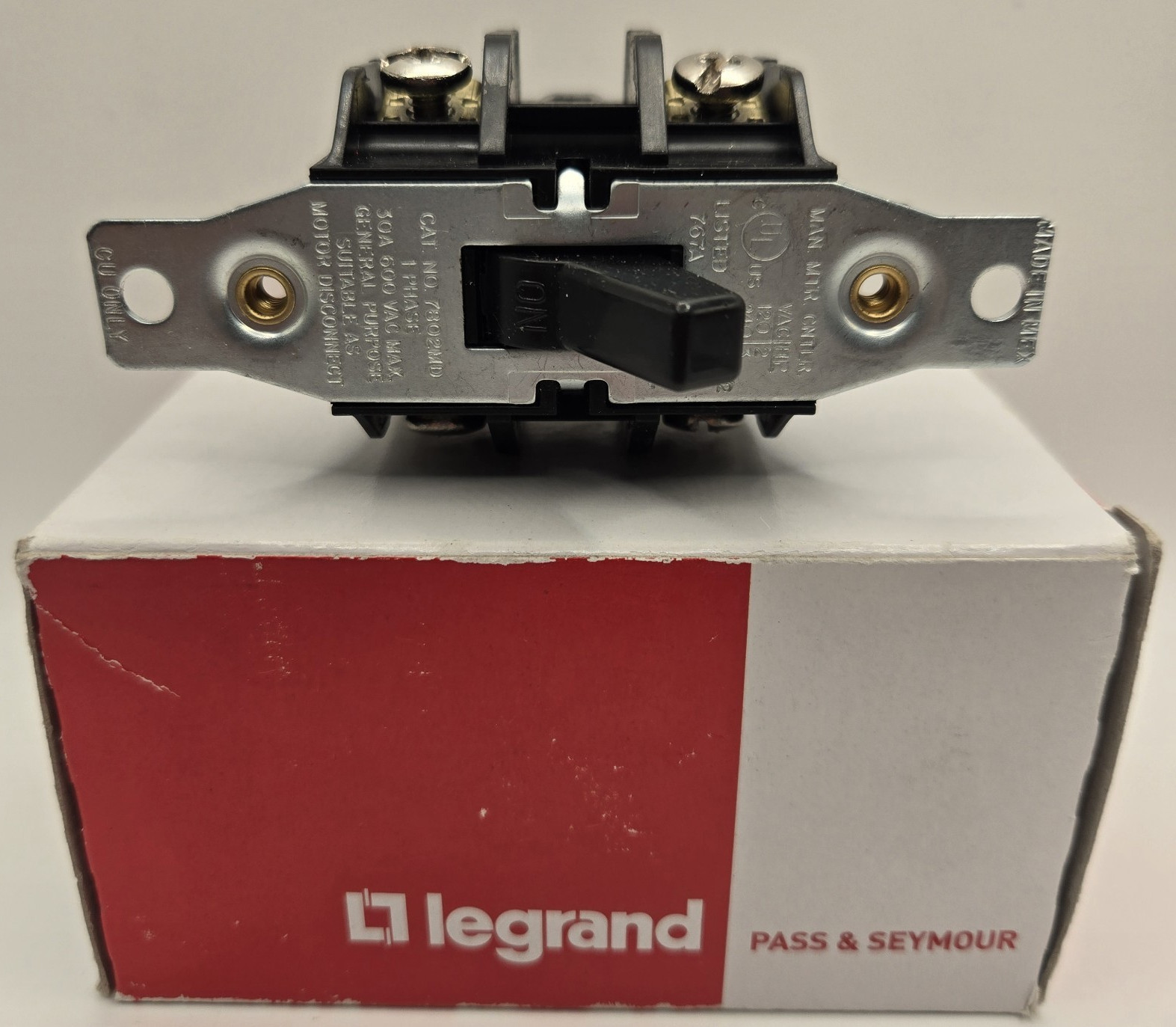Pass & Seymour 7802-MD Manual Motor Controller Switch DPST 30A 600VAC Black