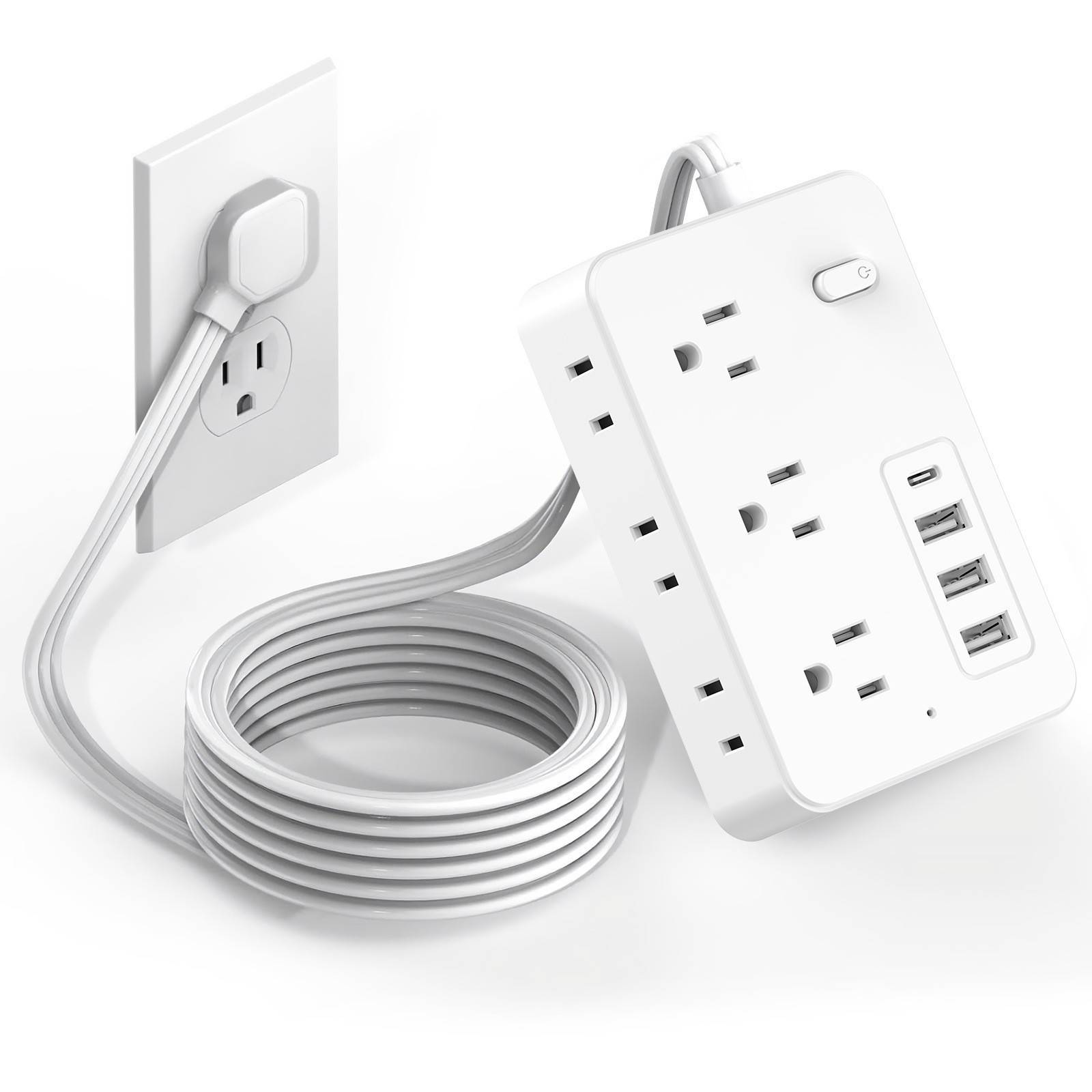 US Wall Power Strip Surge Protector 6/8 AC Outlets with 3 USB Ports +Type C Port