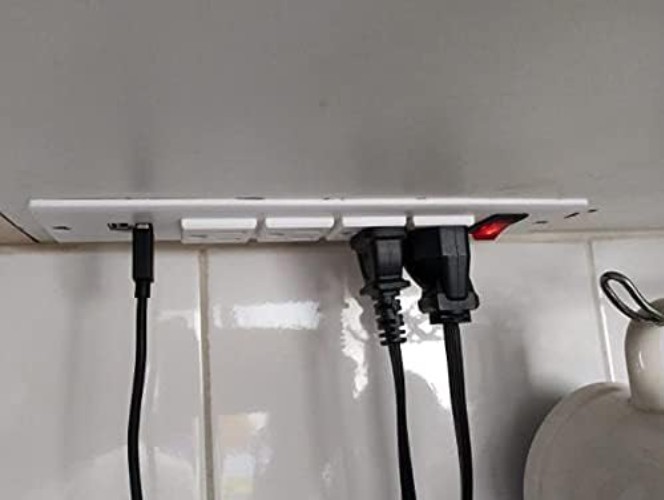 -Certified Recessed Power Strip with On/Off Switch & Scratch-Resistant Finish