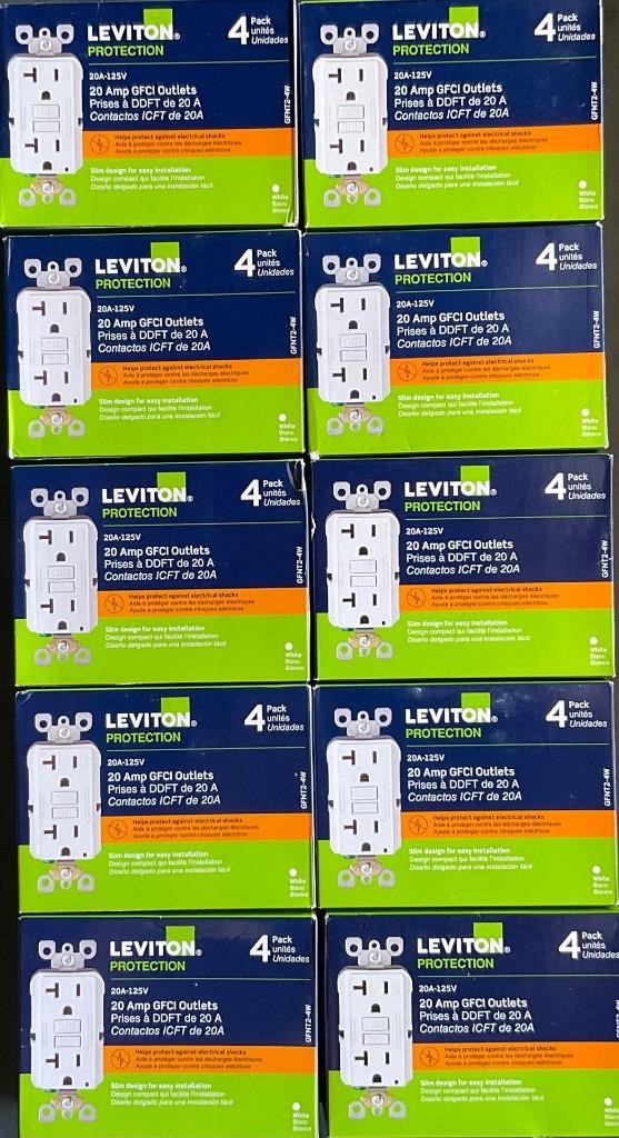 40PCS LEVITON GFNT2-4W 20A GFCI OUTLET WH NEW (these are not tamper resistant)