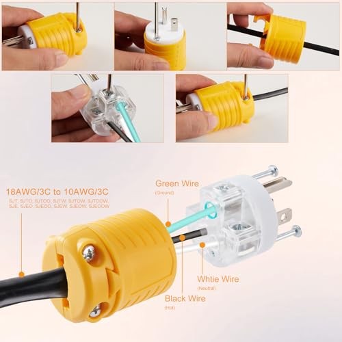 6-20P Replacement Plug and 6-20R Replacement Connector 5 5 Set Plug&Connector