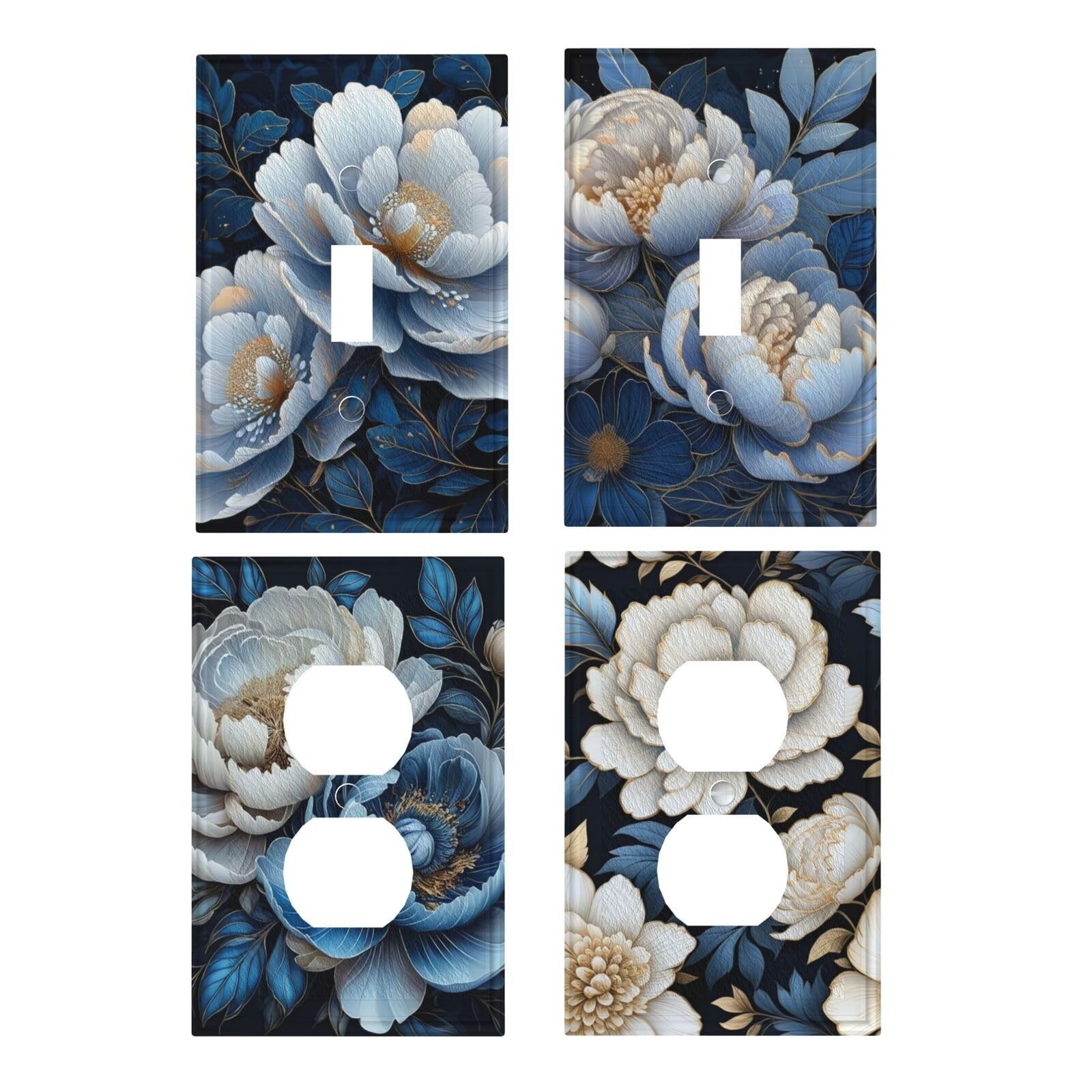 Decorative Art Light Switch Covers Blue Blooming Flowers 1 Gang Single Toggle…
