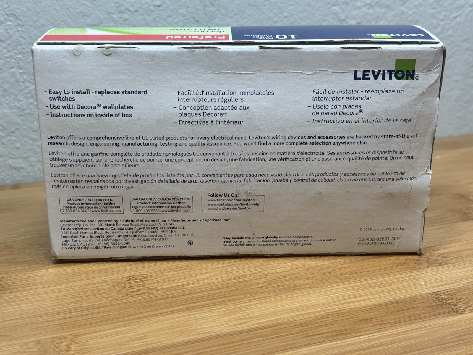 Leviton Decora 15 A Single Pole Rocker Switch White 10 Pack 5601-2WM