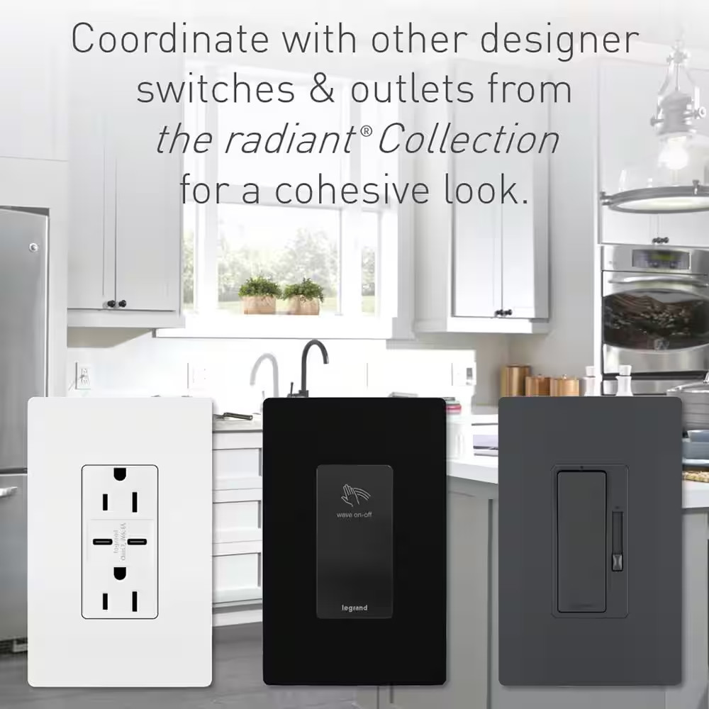 Radiant 15 Amp 125-Volt Decorator Duplex Outlet with 6.0 Amp Type C/C USB, White
