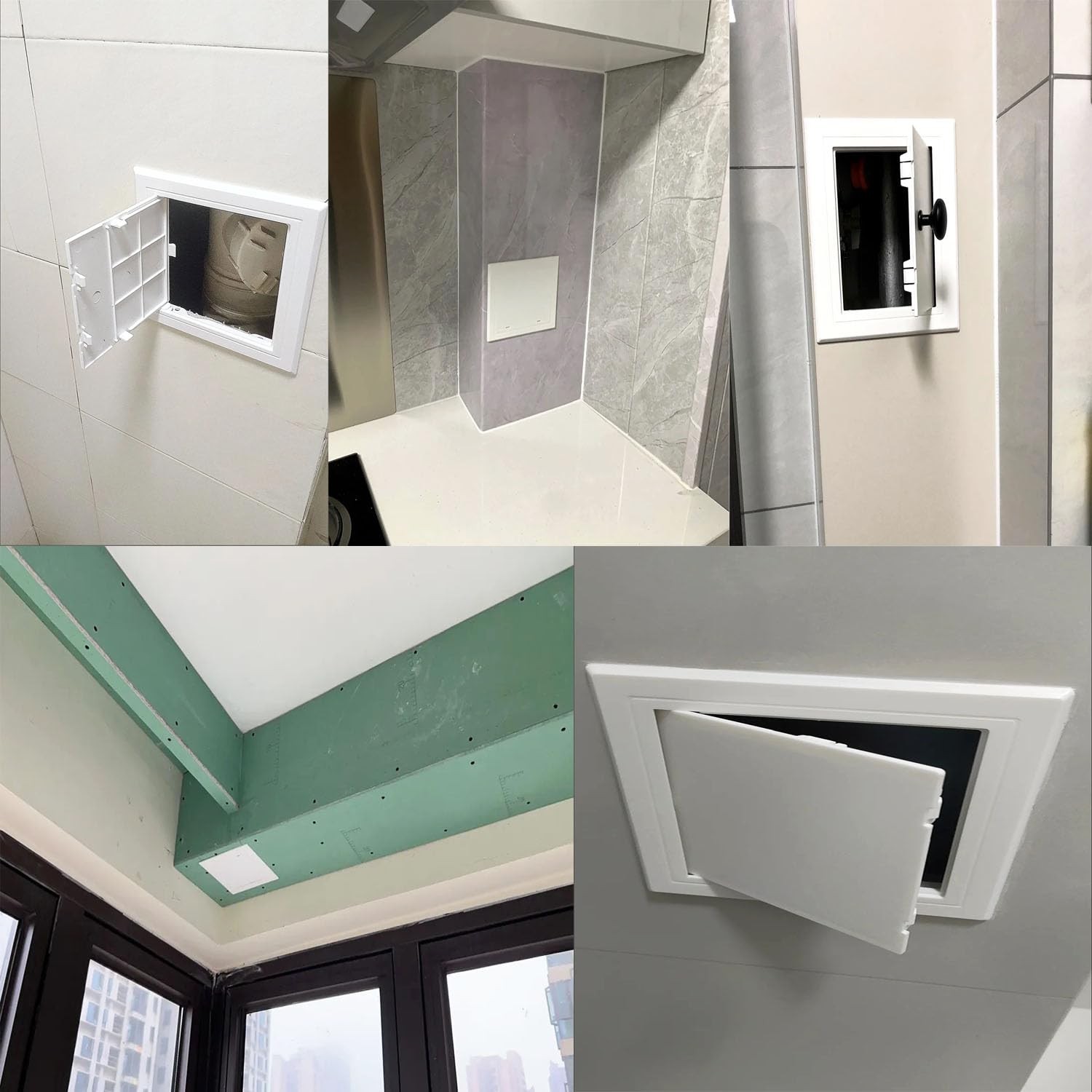 UtySty Drywall Access Panel 6 x 6 Inch ABS Plastic Wall Hole Cover with White