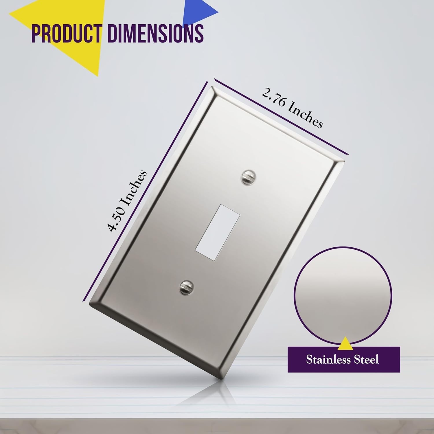 Corrosion-Resistant Polished Chrome Toggle Light Switch Wall Plate, 1-Gang