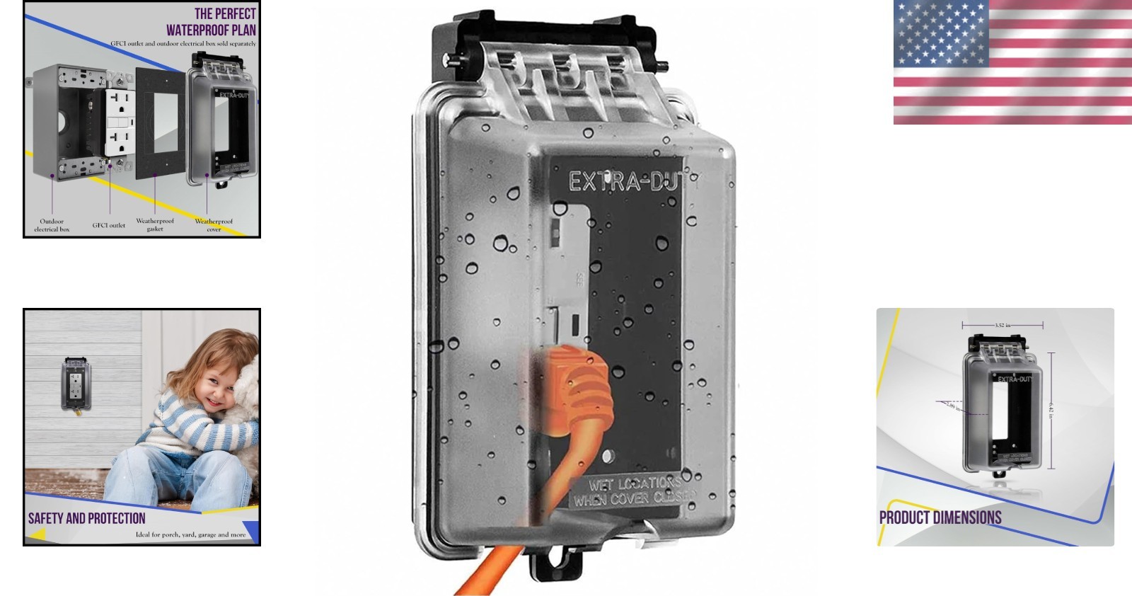 Weatherproof Outdoor Outlet Cover Extra-Duty In-Use 1-Gang Receptacle Housing