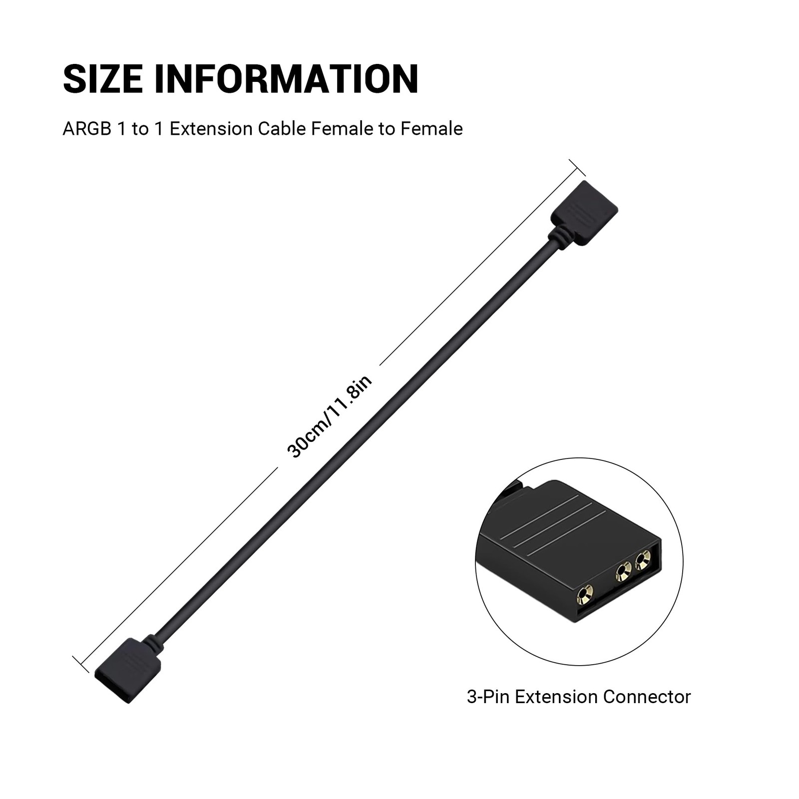 ARGB Extension Cable 5V 3Pin Addressable RGB 1 to 1 Female to Female Splitter…