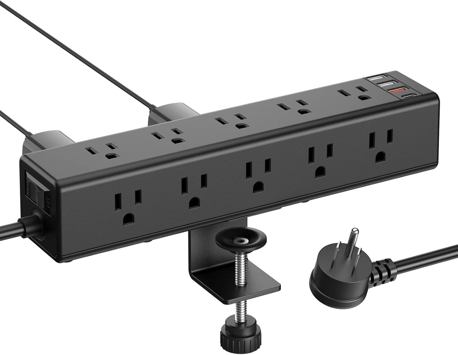 CCCEI Quality Standing Desk Clamp Power Strip with 15 Outlets with USB Ports