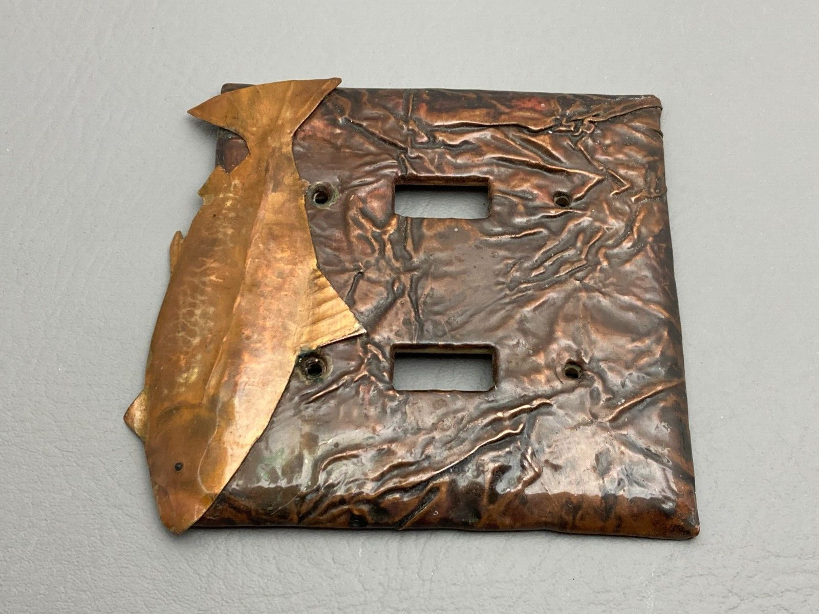 Salmon Light Switch Cover Rustic Mountain Cabin Lacquered Copper Double Switch