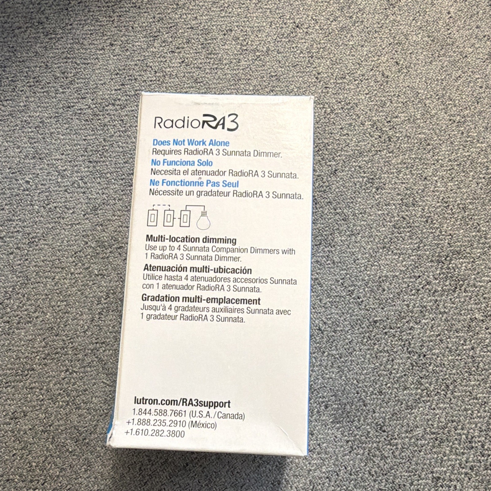 Lutron RadioRA 3 Sunnata RRST-RD-WH Companion Dimmer White 120V 8.3A