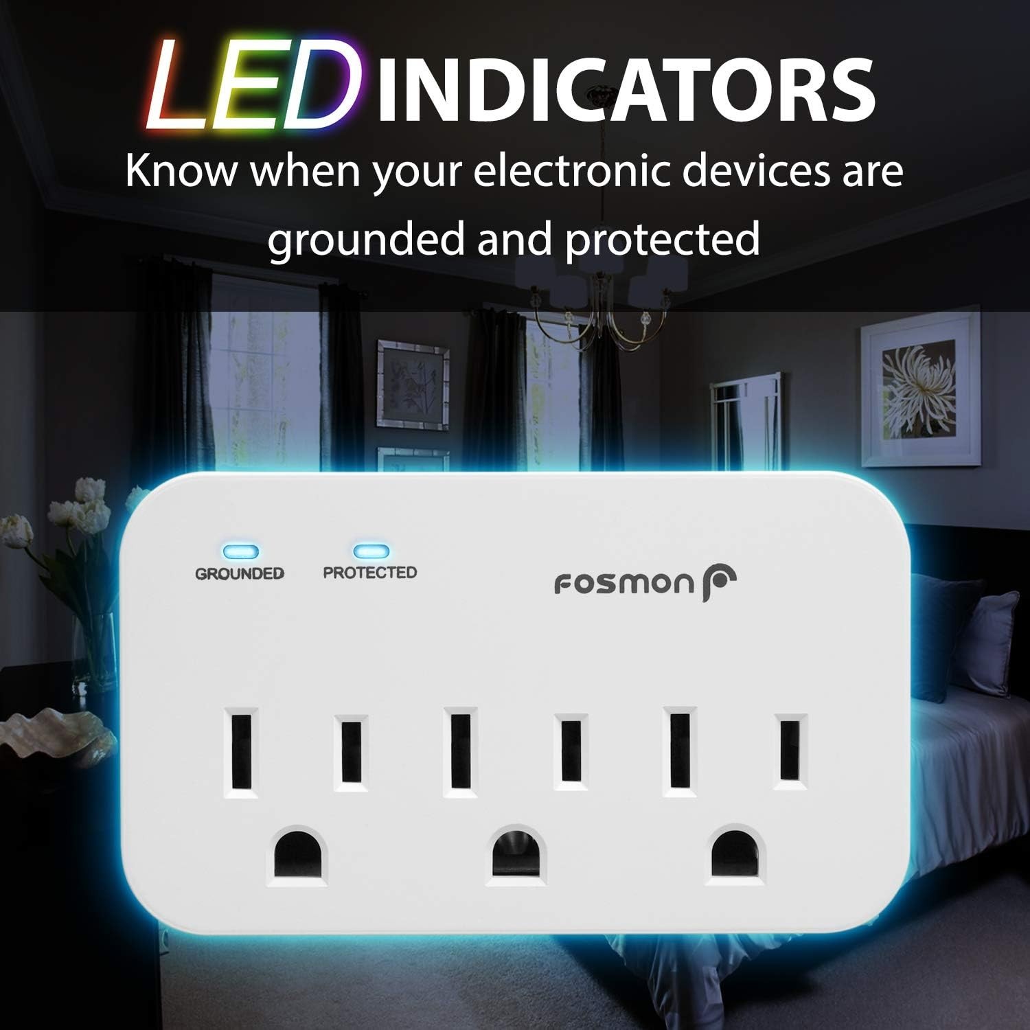 Compact 3-Outlet Heavy Duty Surge Protector for Fridge & Appliances – 1200J