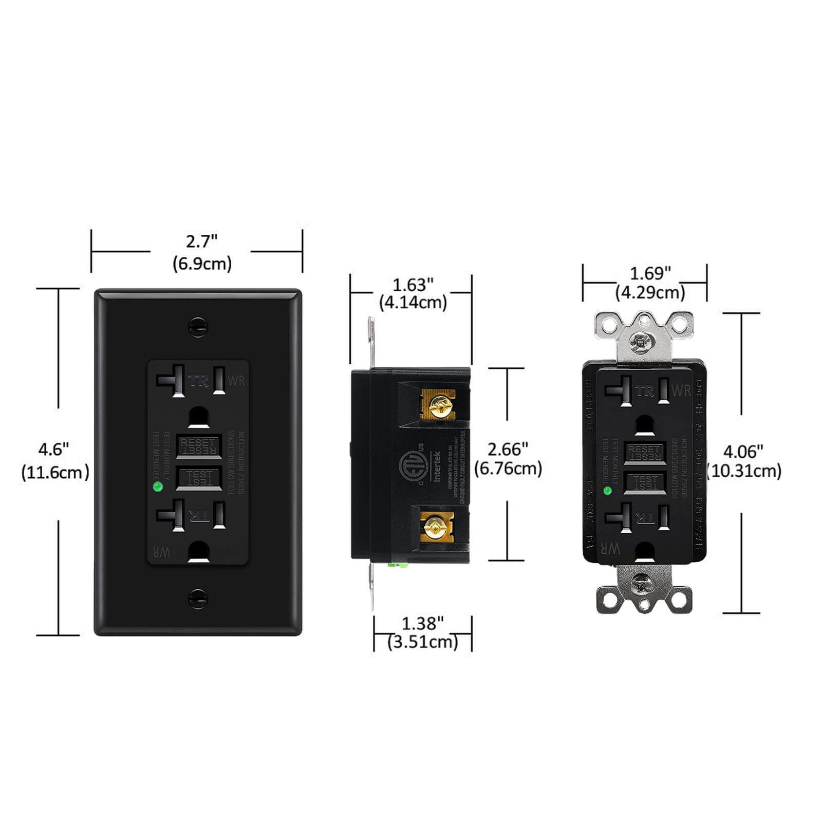 20AMP GFCI Outlet Receptacle Tamper Resistant ETL Listed White GFI TR WR GFCI