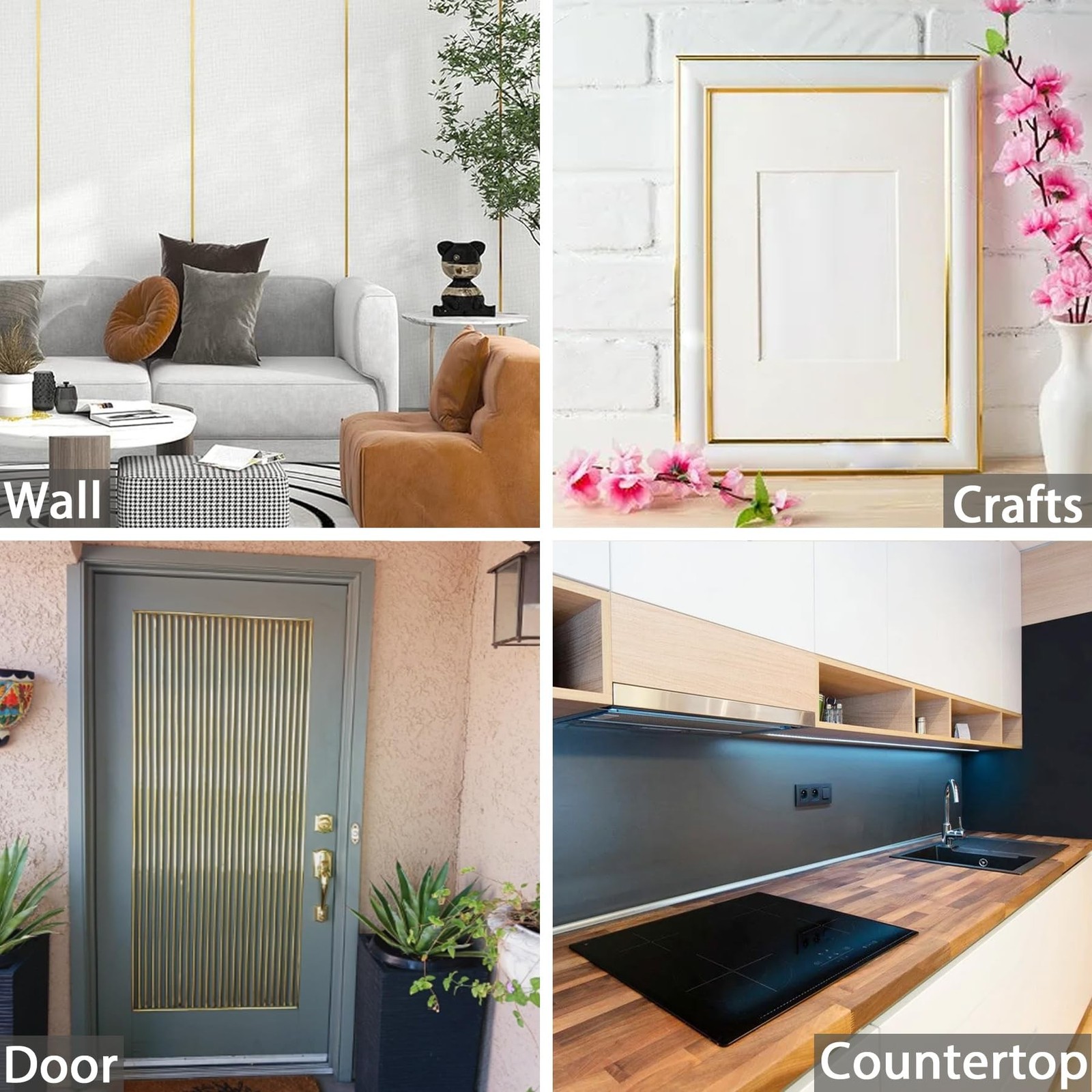 Hungbak Peel and Stick Wall Molding Trim, Flexible PVC Strip for Mirror, Cabi…