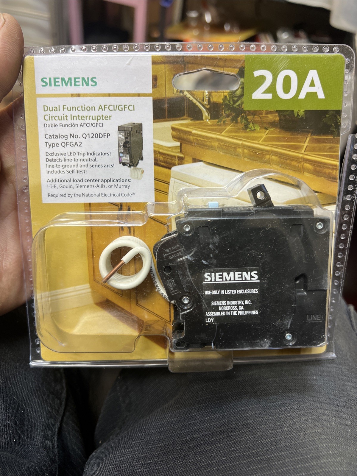 Brand New, Sealed, Siemens Q120DFP 20A Dual Function AFCI/GFCI Breaker