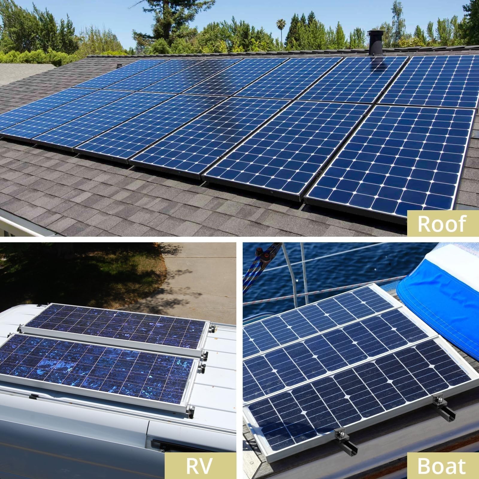 Anbte 6PCS Solar Panel Mounting Kit Roof, 4.72″ Solar Rail & Clamps GR309-GR319