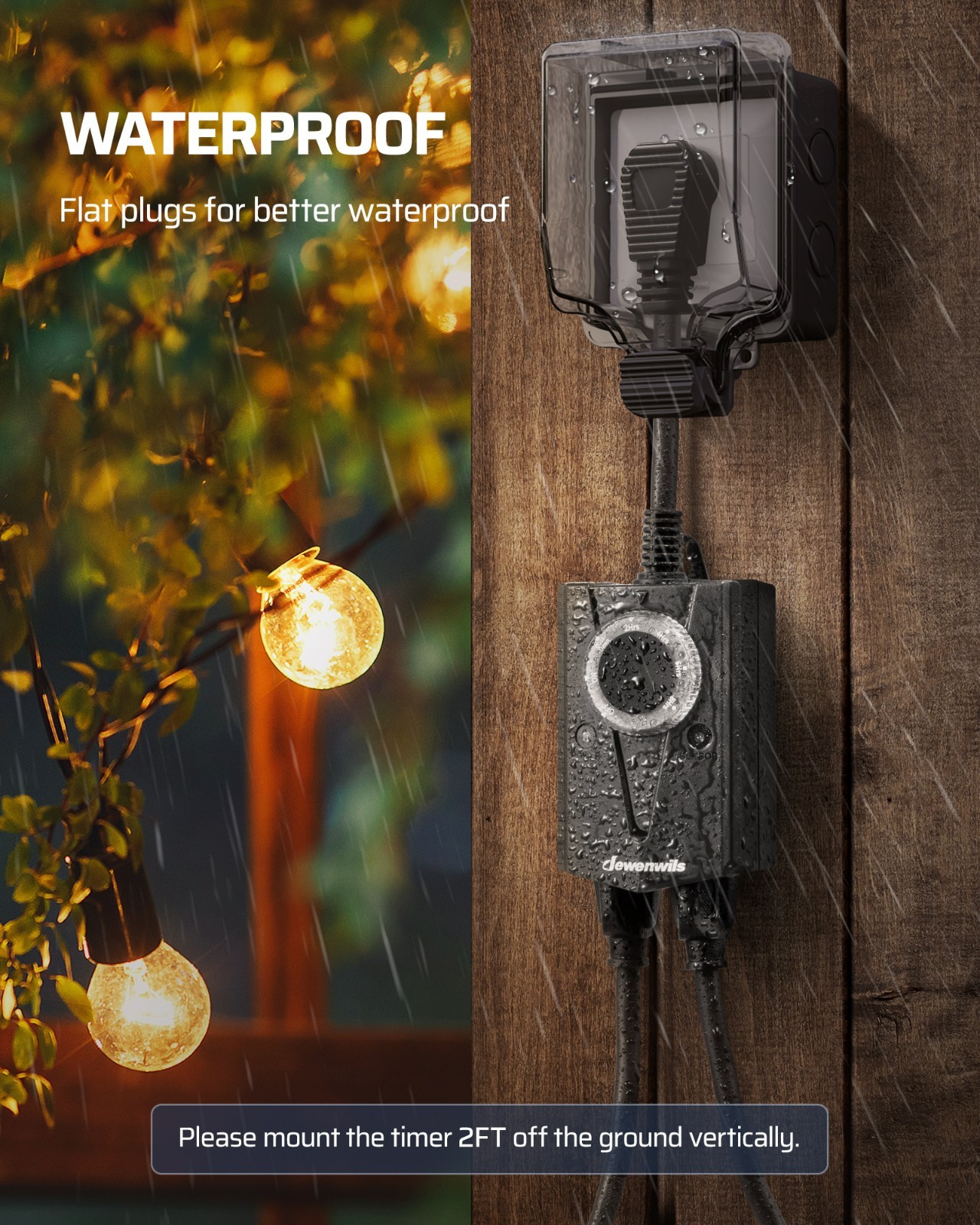 DEWENWILS Outdoor Timer Switch,Timer Outlet, Timer for Lights, Timer Switch 120V