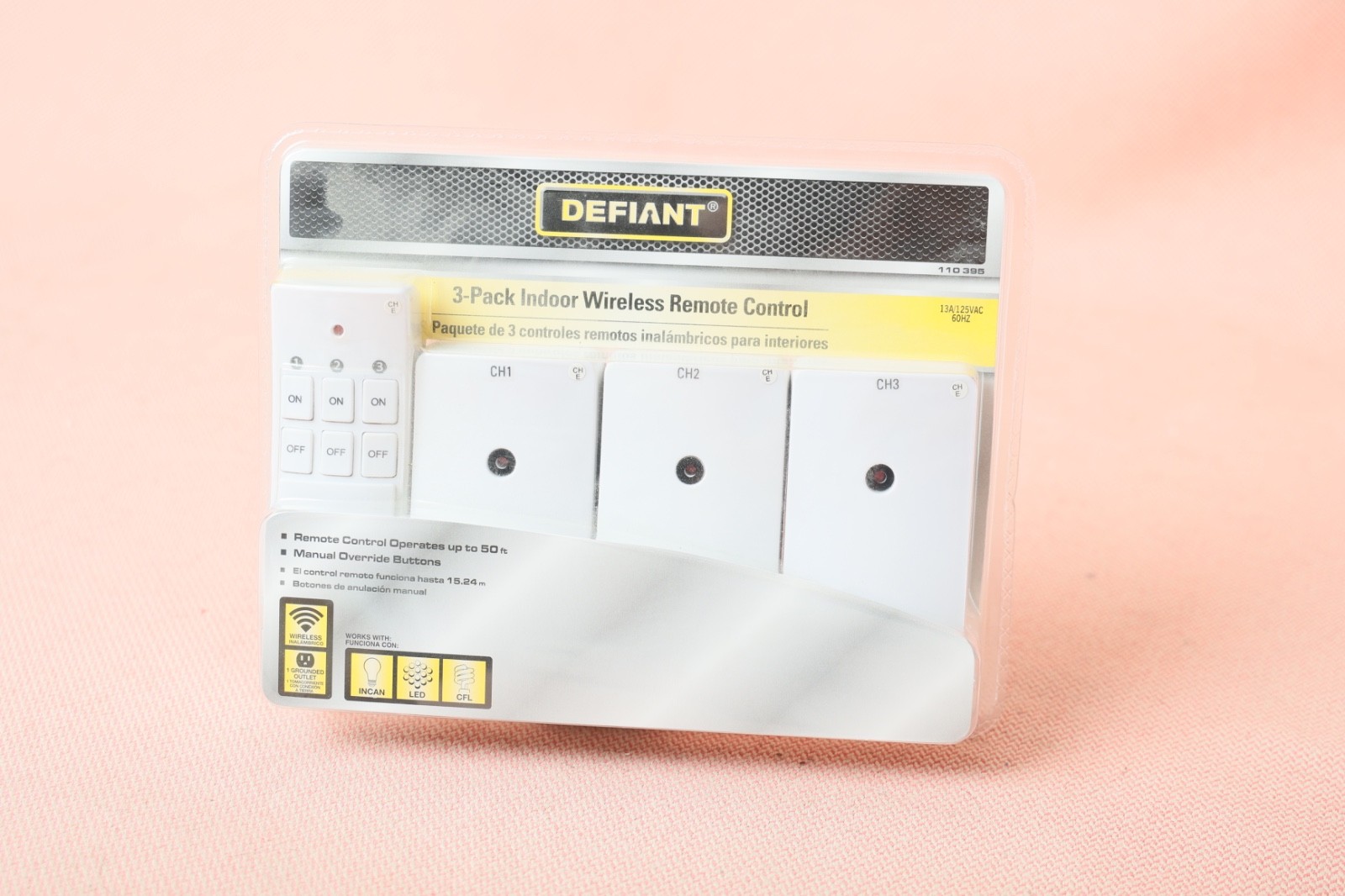 Defiant 3 Pack Indoor Wireless Remote Control Electric Outlet Receivers 110395