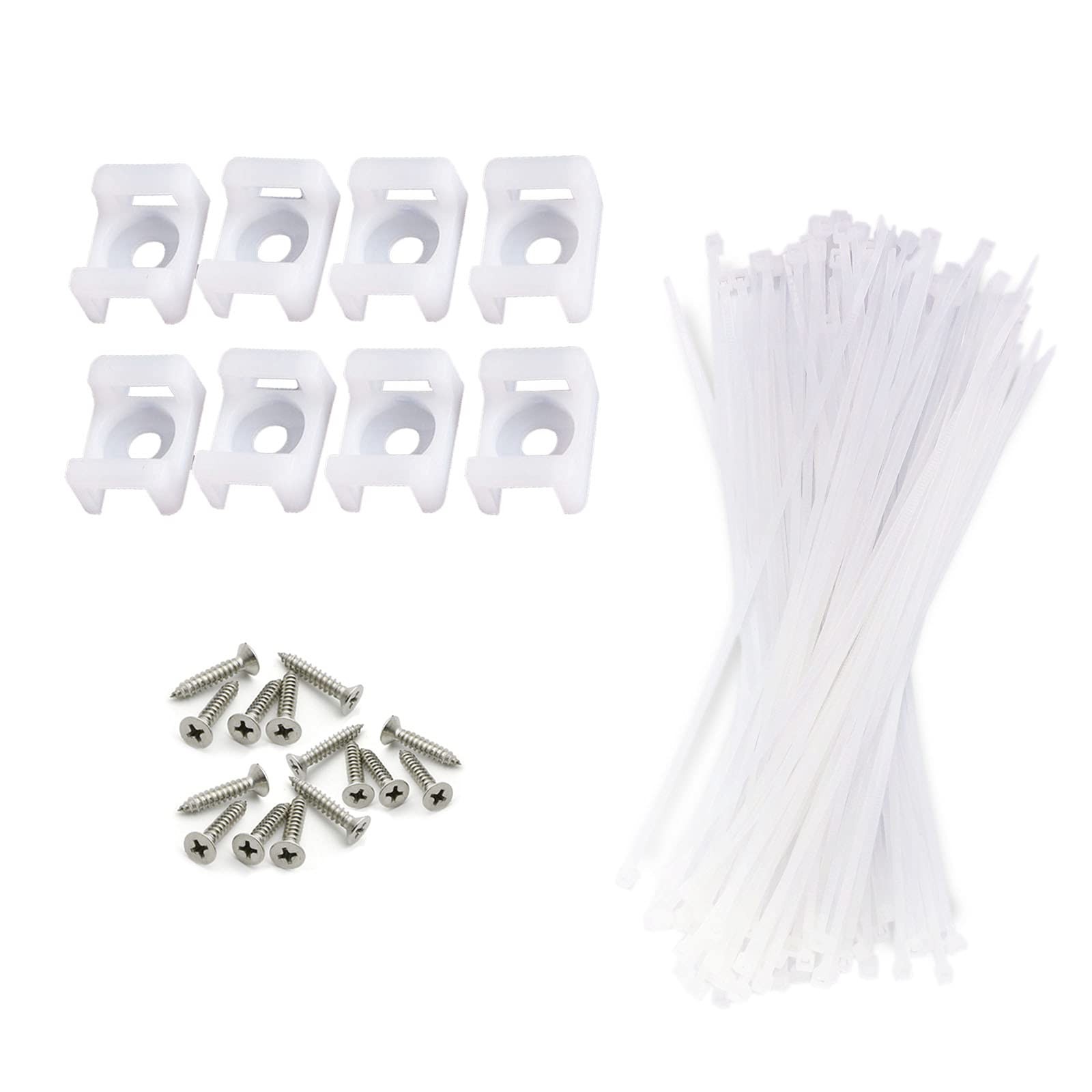 YIOVVOM 100 Pcs Cable Zip Tie Saddle Type Mount With Screw,100 Small, White
